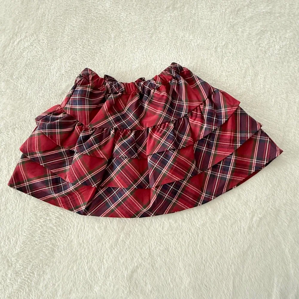 Gymboree Girls Plaid Ruffle Skirt Red Holiday Tartan Bow‎ Size 5T